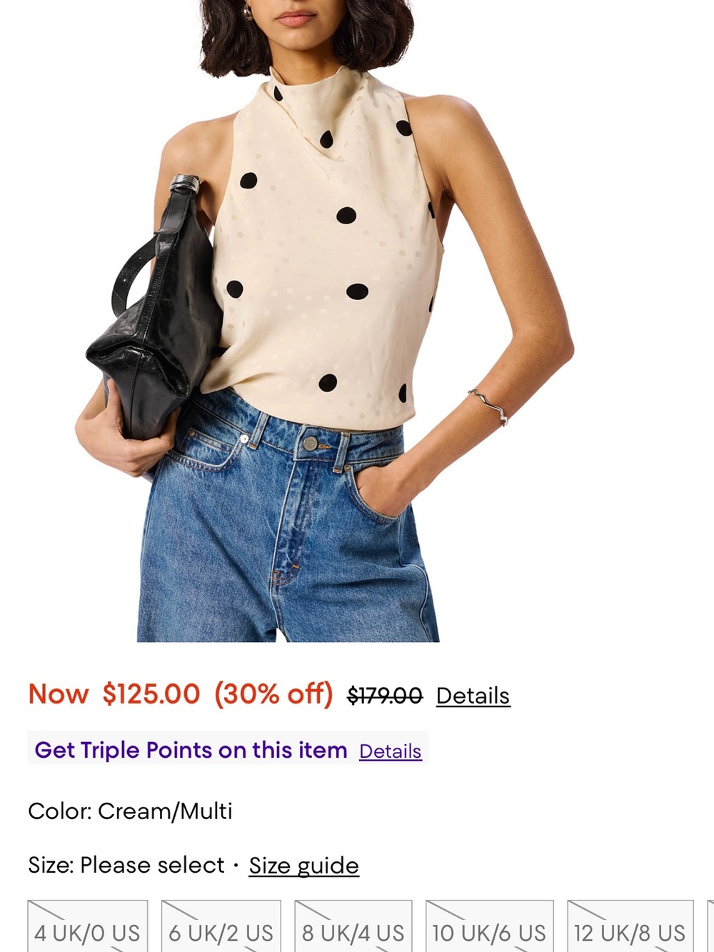 Whistles Cream Halter Camisole with Black Polka Dots